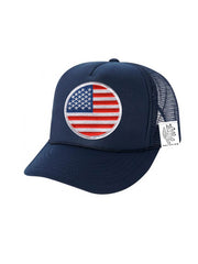 KIDS Trucker Hat with Interchangeable Velcro Patch (Navy)