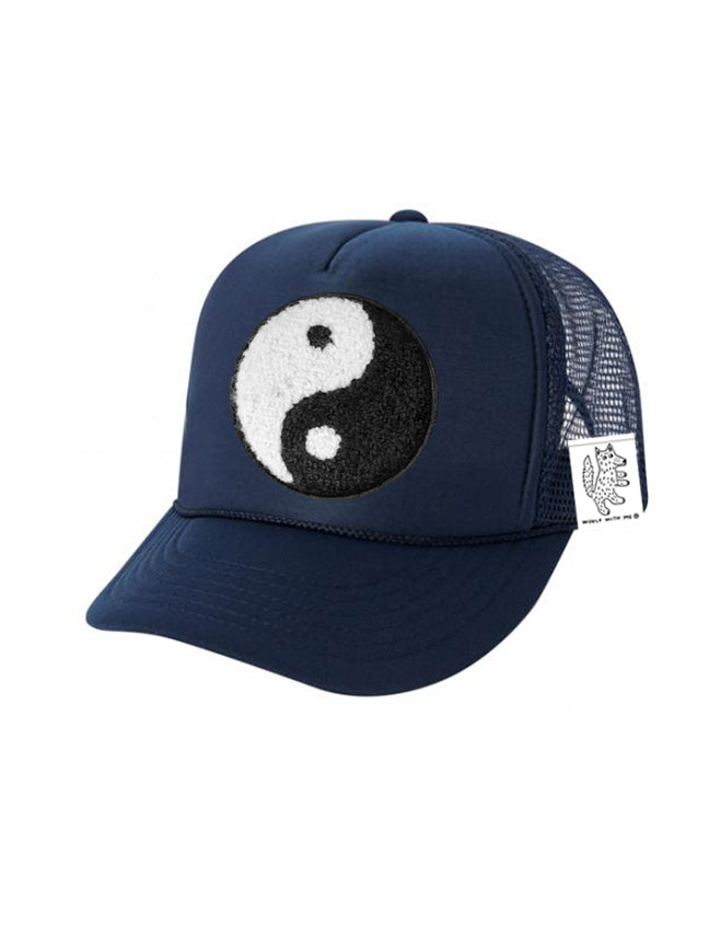 KIDS Trucker Hat with Interchangeable Velcro Patch (Navy)