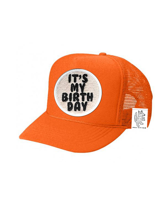 KIDS Trucker Hat with Interchangeable Velcro Patch (Orange)