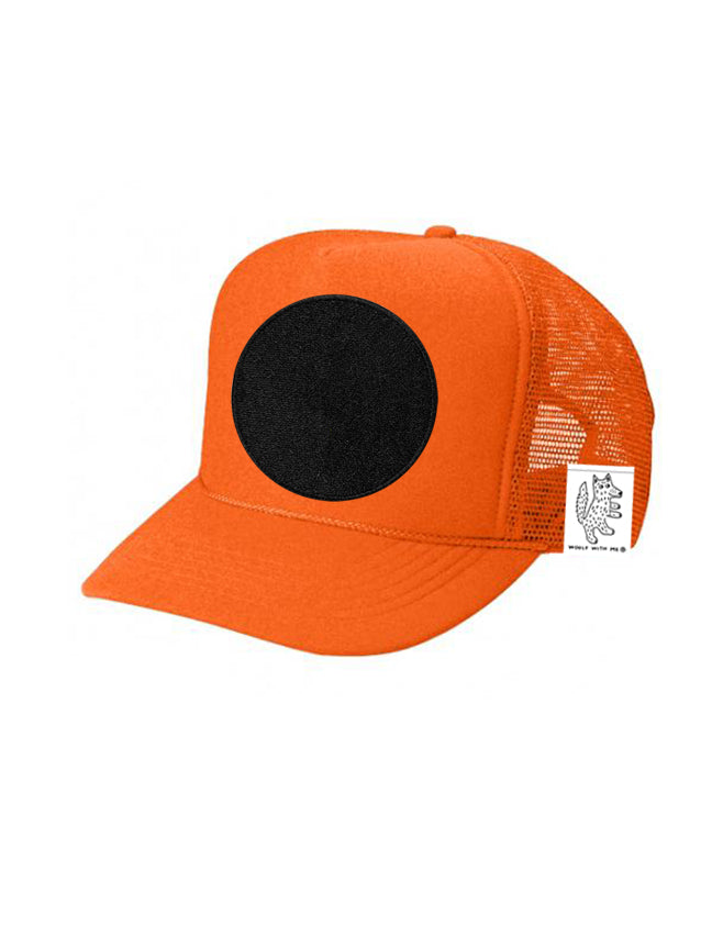 KIDS Trucker Hat with Interchangeable Velcro Patch (Orange)