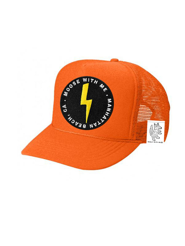 KIDS Trucker Hat with Interchangeable Velcro Patch (Orange)