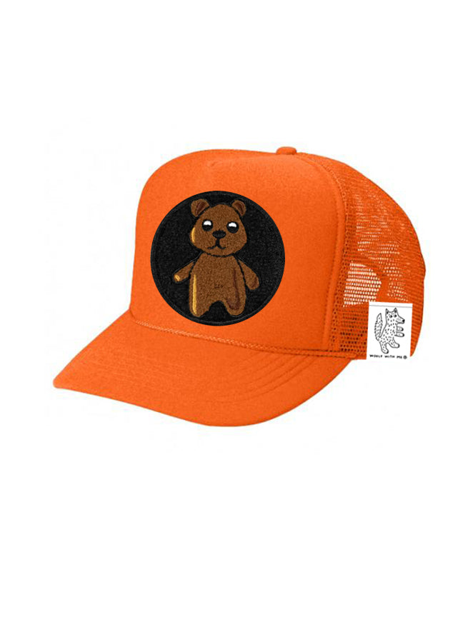 KIDS Trucker Hat with Interchangeable Velcro Patch (Orange)