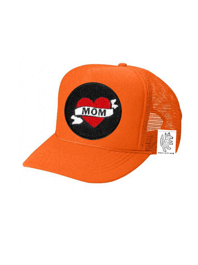 KIDS Trucker Hat with Interchangeable Velcro Patch (Orange)