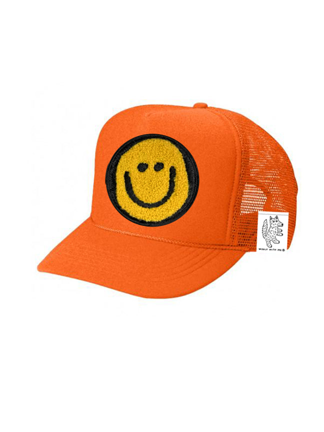 KIDS Trucker Hat with Interchangeable Velcro Patch (Orange)