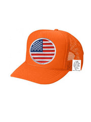 KIDS Trucker Hat with Interchangeable Velcro Patch (Orange)