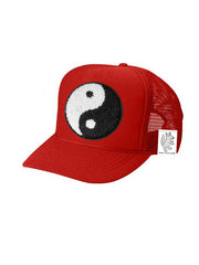 KIDS Trucker Hat with Interchangeable Velcro Patch (Red)