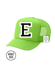 Custom Initial Letter (A-Z) Adult Trucker Hat (Neon Green)