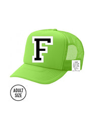 Custom Initial Letter (A-Z) Adult Trucker Hat (Neon Green)