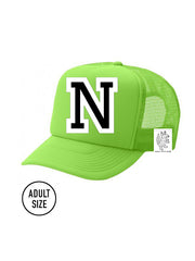 Custom Initial Letter (A-Z) Adult Trucker Hat (Neon Green)