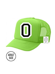 Custom Initial Letter (A-Z) Adult Trucker Hat (Neon Green)