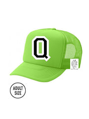 Custom Initial Letter (A-Z) Adult Trucker Hat (Neon Green)