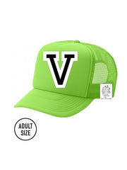 Custom Initial Letter (A-Z) Adult Trucker Hat (Neon Green)