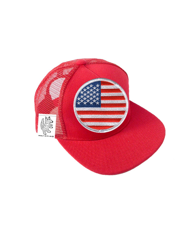 TODDLER Trucker Hat with Interchangeable Velcro Patch (Red)