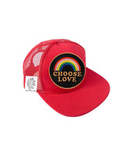 TODDLER Trucker Hat with Interchangeable Velcro Patch (Red)