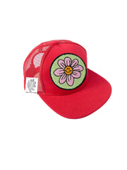 TODDLER Trucker Hat with Interchangeable Velcro Patch (Red)