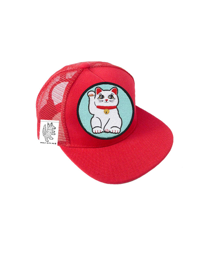 TODDLER Trucker Hat with Interchangeable Velcro Patch (Red)