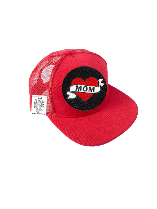 TODDLER Trucker Hat with Interchangeable Velcro Patch (Red)