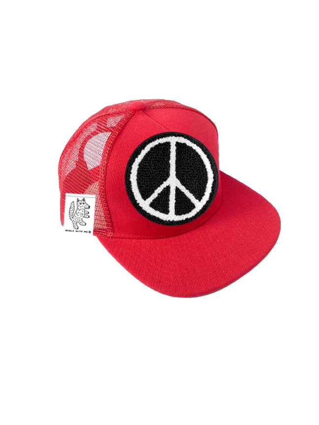 TODDLER Trucker Hat with Interchangeable Velcro Patch (Red)