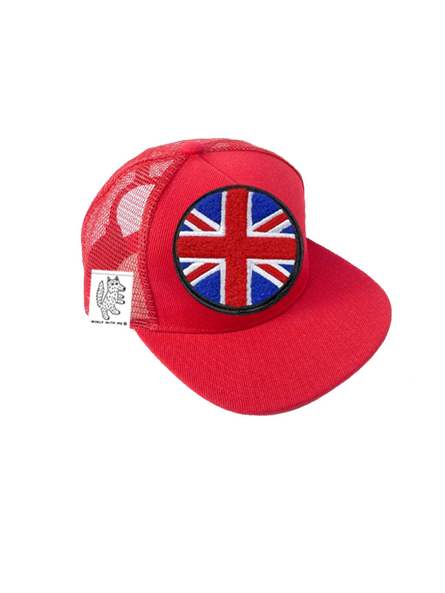 TODDLER Trucker Hat with Interchangeable Velcro Patch (Red)