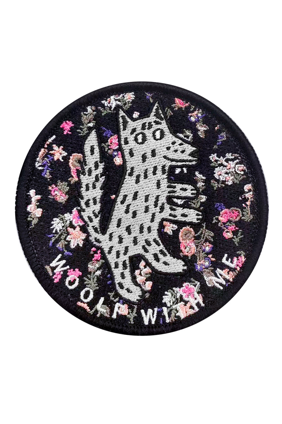 Velcro Patch Wolf Floral