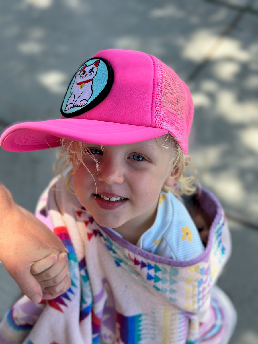 TODDLER Customizable Trucker Hat, Patches Sold Separately (NEON Pink)