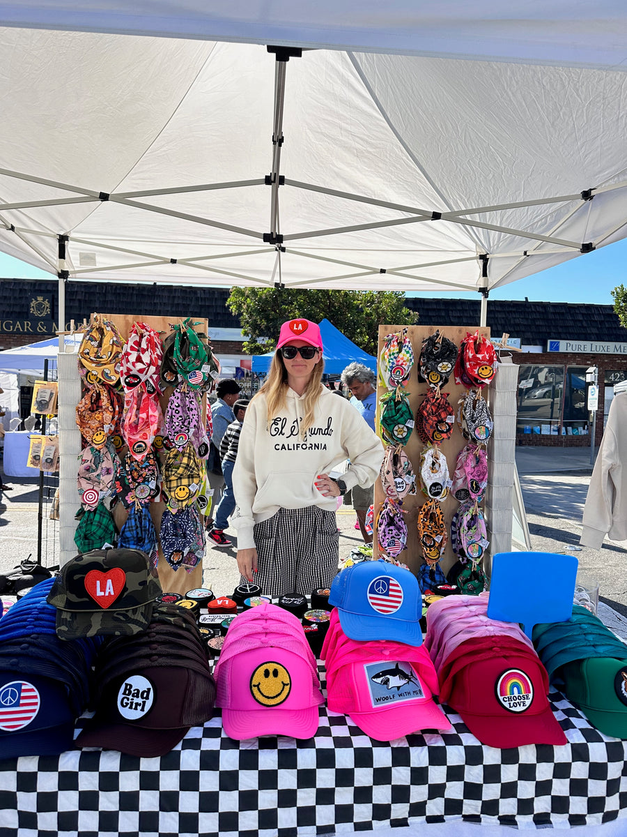 ADULT Customizable Trucker Hat LA Heart, Patch Included (Neon Pink)