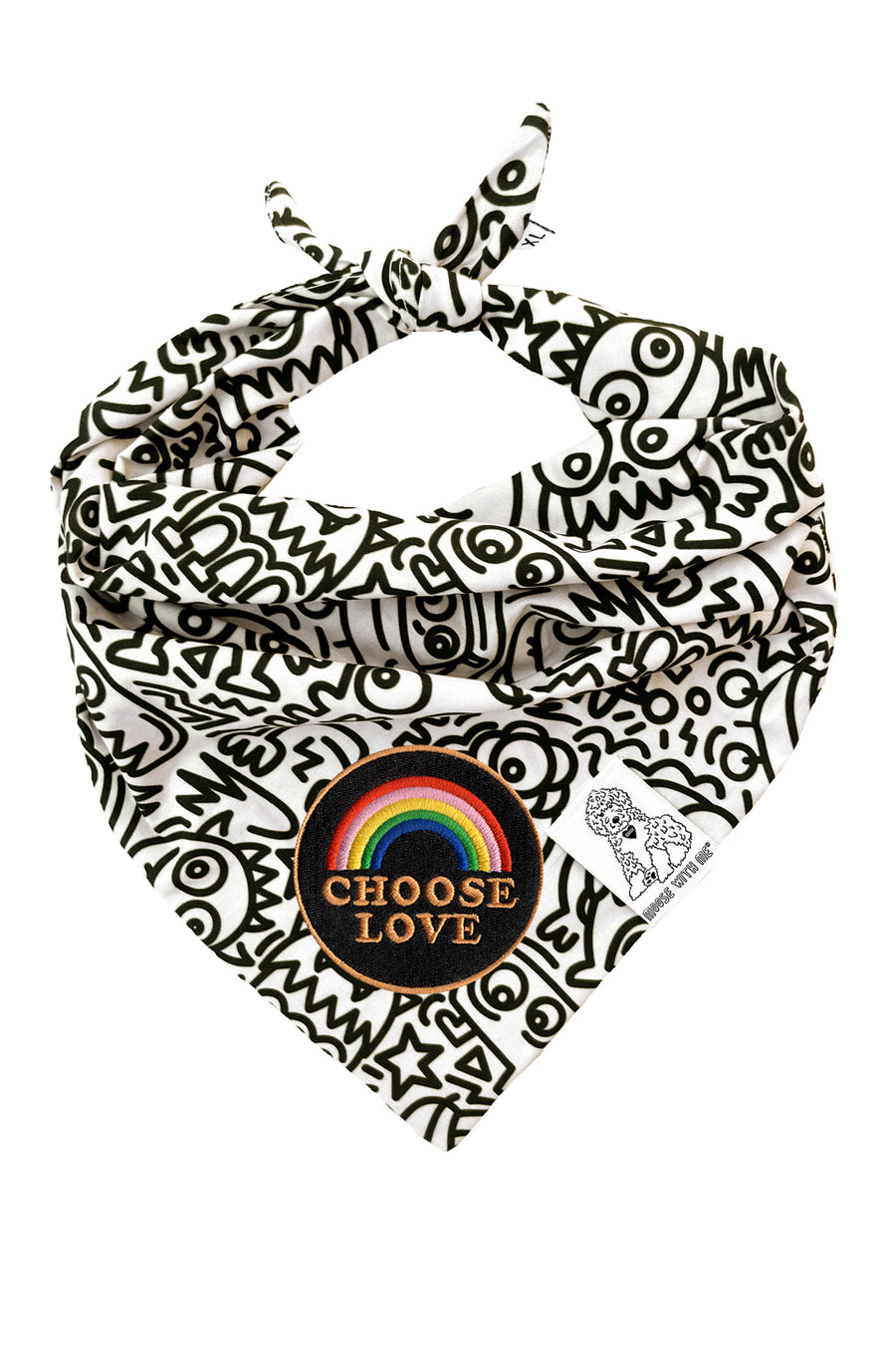 Dog Bandana Alien Line Art - Customize with Interchangeable Velcro Patches