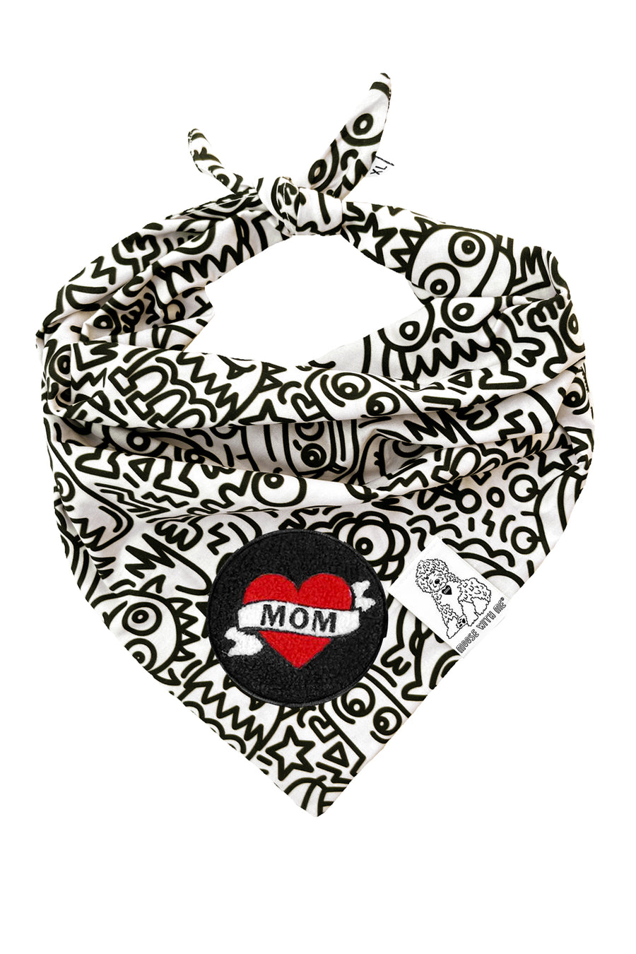 Dog Bandana Alien Line Art - Customize with Interchangeable Velcro Patches