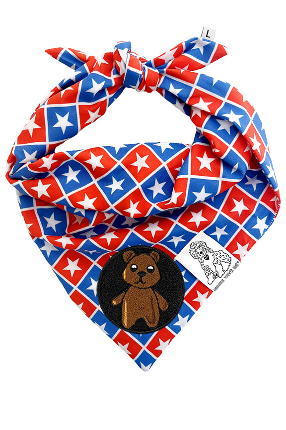 Dog Bandana Patriotic Stars - Customize with Interchangeable Velcro Patches