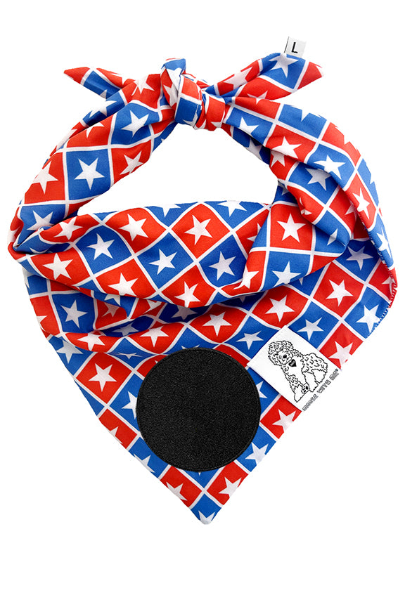 Dog Bandana Patriotic Stars - Customize with Interchangeable Velcro Patches