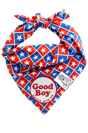Dog Bandana Checkered Stars - Customize with Interchangeable Velcro Patches