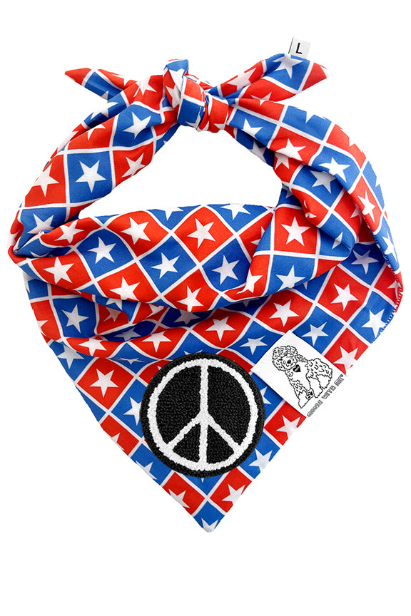 Dog Bandana Patriotic Stars - Customize with Interchangeable Velcro Patches