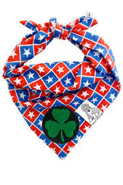 Dog Bandana Checkered Stars - Customize with Interchangeable Velcro Patches
