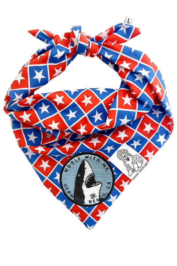 Dog Bandana Checkered Stars - Customize with Interchangeable Velcro Patches