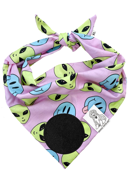 Dog Bandana Alien and Smiley Face - Customize with Interchangeable Velcro Patches
