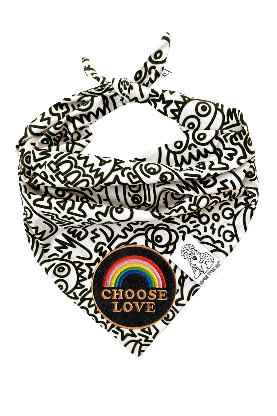 Dog Bandana Alien Line Art - Customize with Interchangeable Velcro Patches