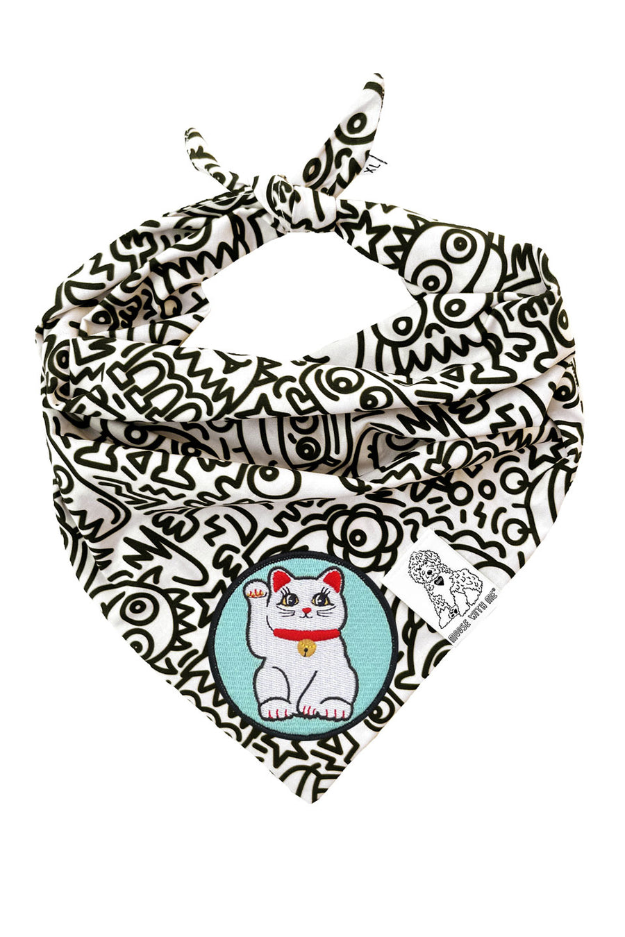 Dog Bandana Alien Line Art - Customize with Interchangeable Velcro Patches