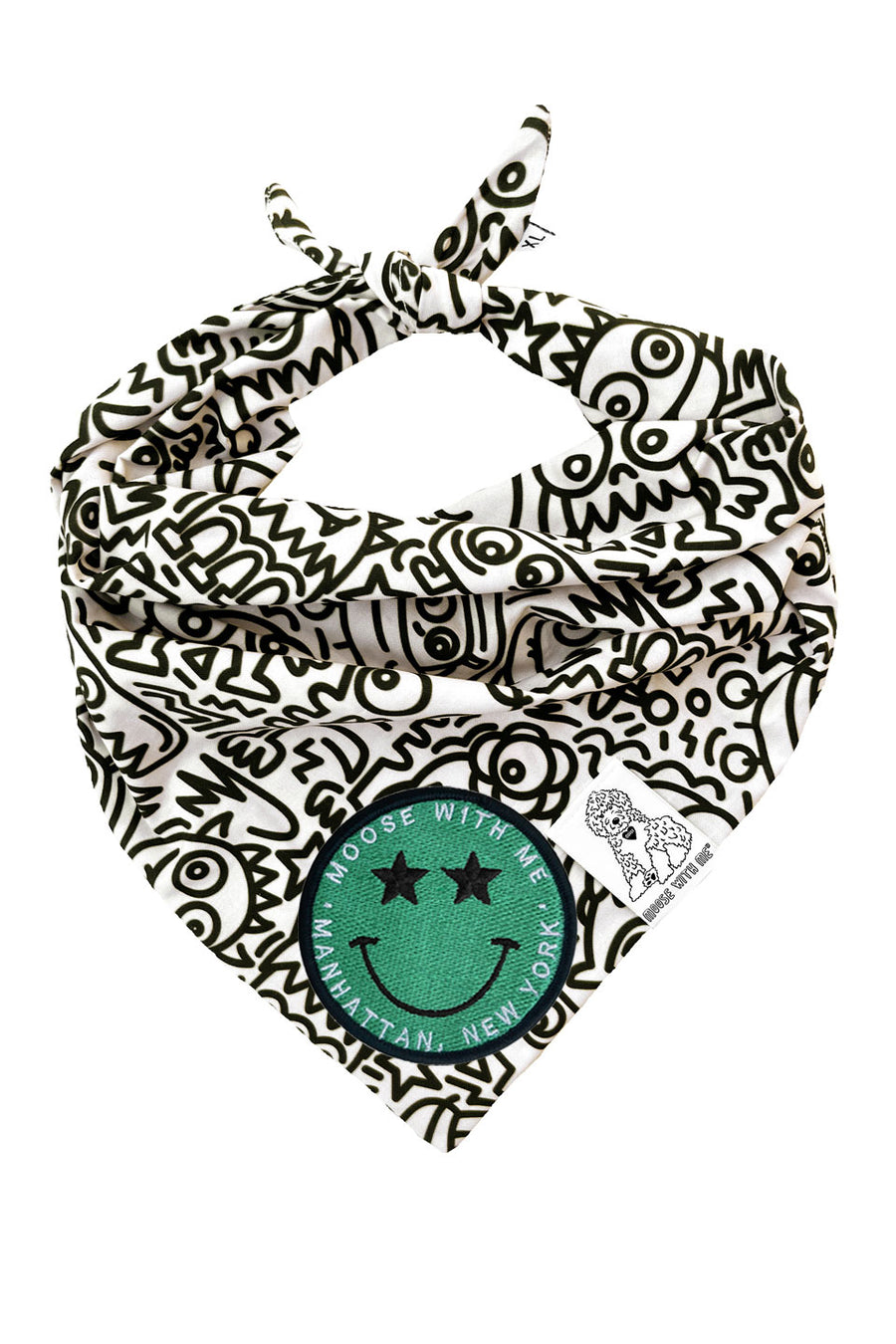 Dog Bandana Alien Line Art - Customize with Interchangeable Velcro Patches