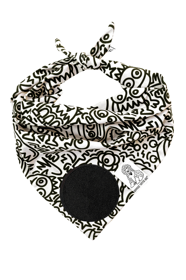 Dog Bandana Alien Line Art - Customize with Interchangeable Velcro Patches