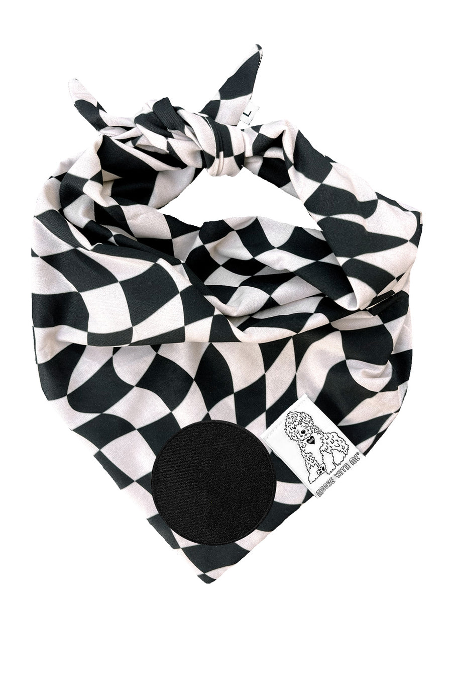 ★Dog Bandana Checkered Swirl - Customize with Interchangeable Velcro Patches