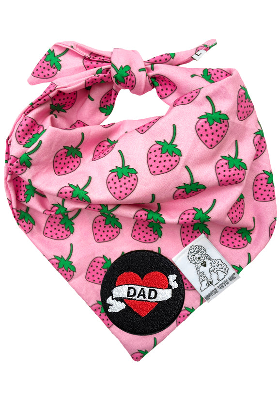 Dog Bandana Strawberry - Customize with Interchangeable Velcro Patches