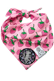 Dog Bandana Strawberry - Customize with Interchangeable Velcro Patches