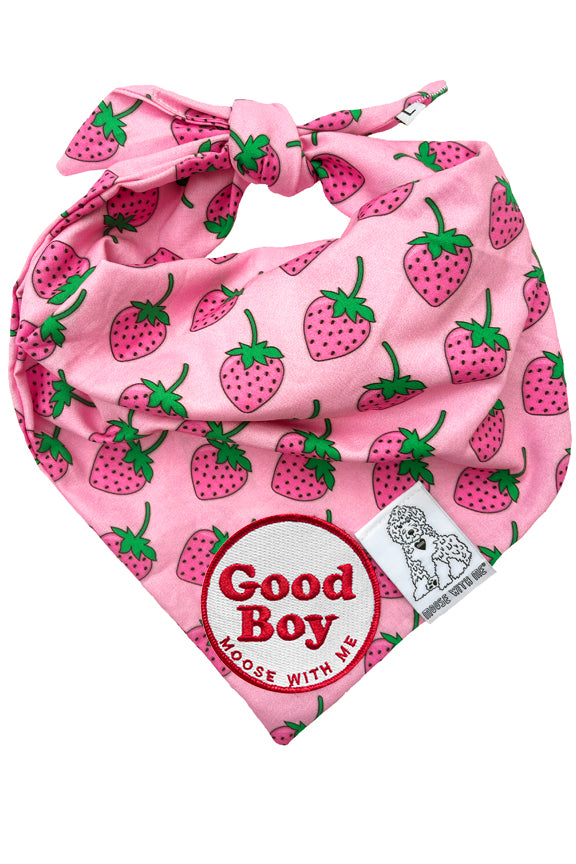 Dog Bandana Strawberry - Customize with Interchangeable Velcro Patches