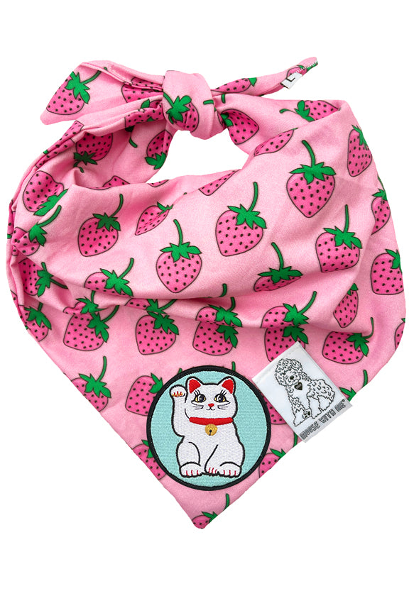 Dog Bandana Strawberry - Customize with Interchangeable Velcro Patches