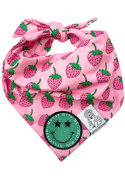 Dog Bandana Strawberry - Customize with Interchangeable Velcro Patches