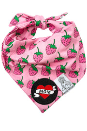 Dog Bandana Strawberry - Customize with Interchangeable Velcro Patches