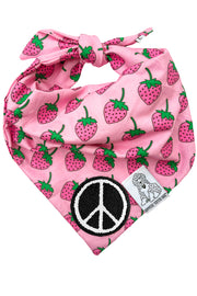 Dog Bandana Strawberry - Customize with Interchangeable Velcro Patches