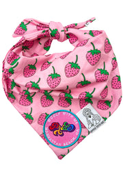 Dog Bandana Strawberry - Customize with Interchangeable Velcro Patches