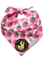 Dog Bandana Strawberry - Customize with Interchangeable Velcro Patches