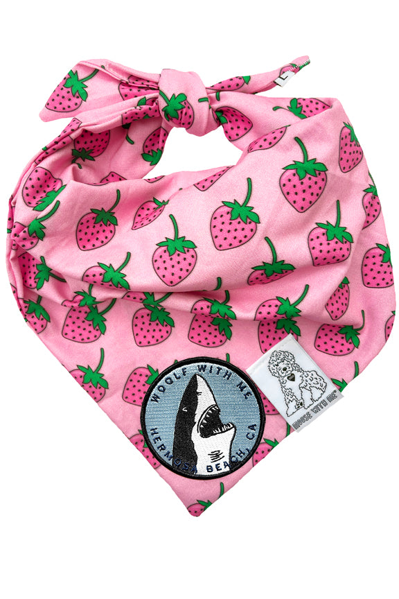 Dog Bandana Strawberry - Customize with Interchangeable Velcro Patches